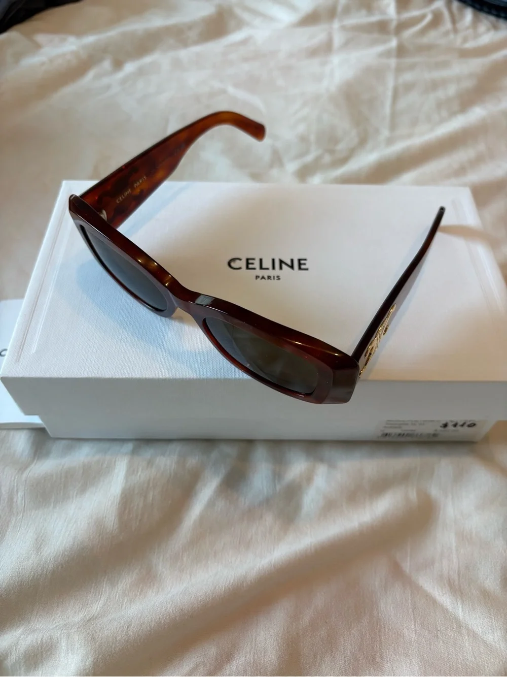 Celine Brown Leather Triomphe Sunglasses with Matching Case